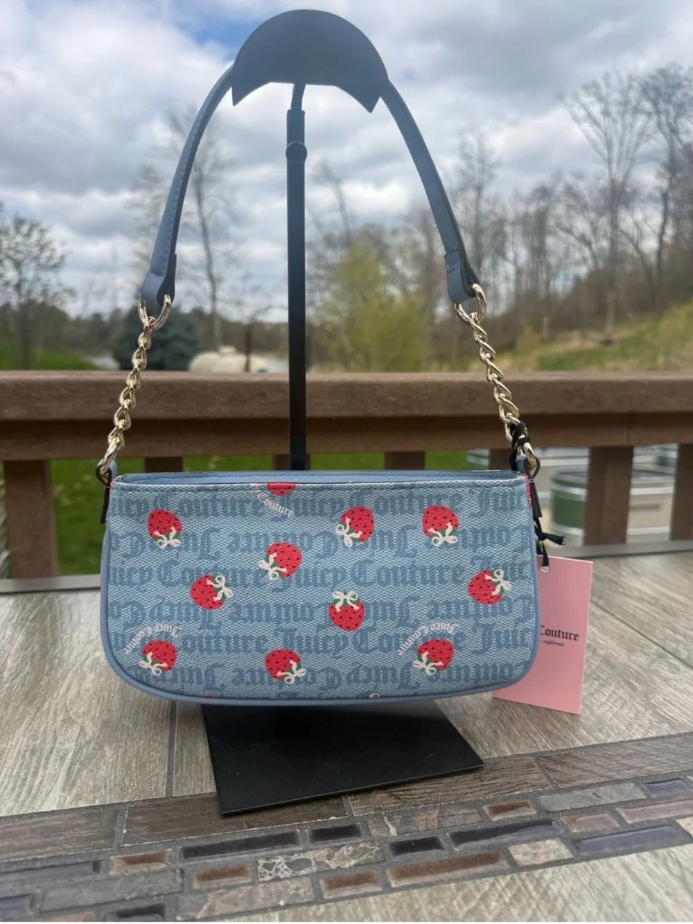 Juicy Couture NWT Light Blue Strawberry Small Bag - Picture 4 of 8